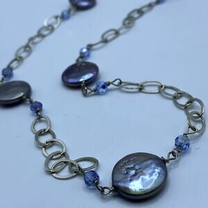 Dainty Whimsical Minimalist Silver Chain & Purple Beaded Necklace Quiet Luxury